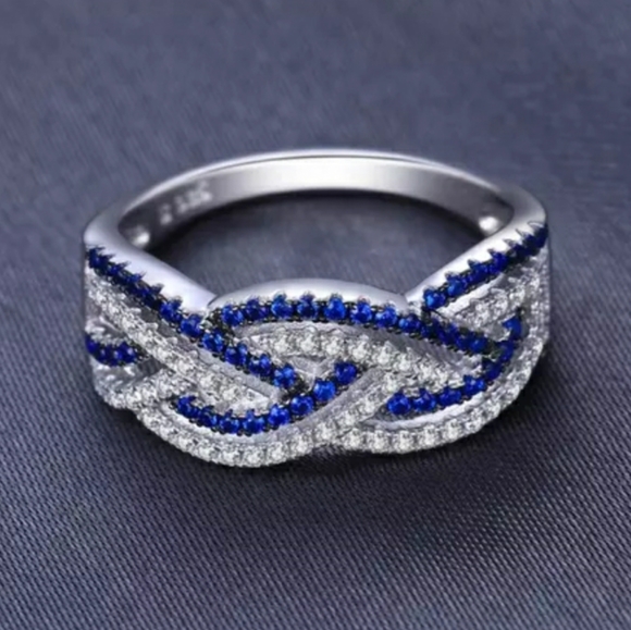 New Silver and Blue Braid Ring - Picture 6 of 6